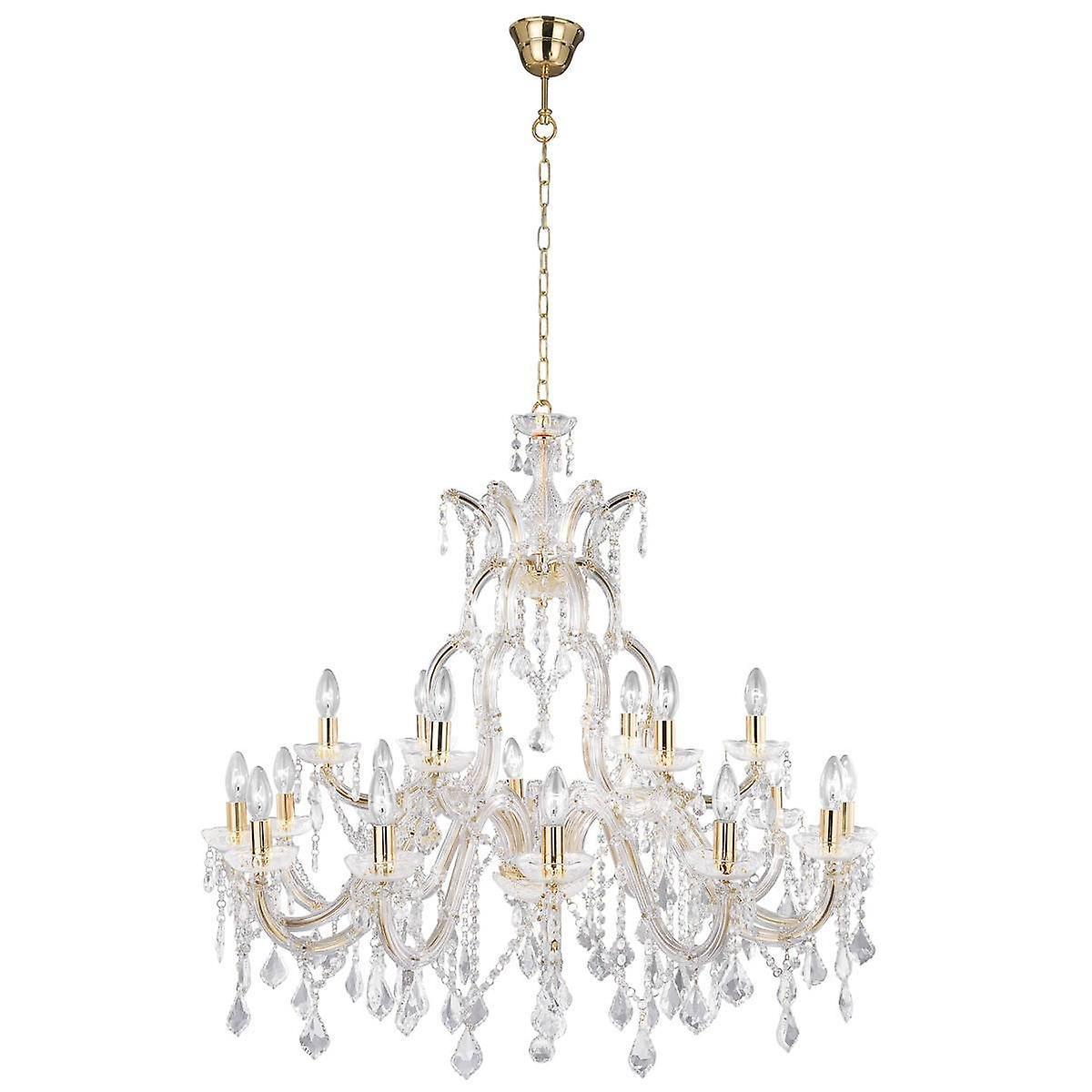 Searchlight Lighting Marie Therese 18 Light Crystal Chandelier Polished Brass Finish, E14