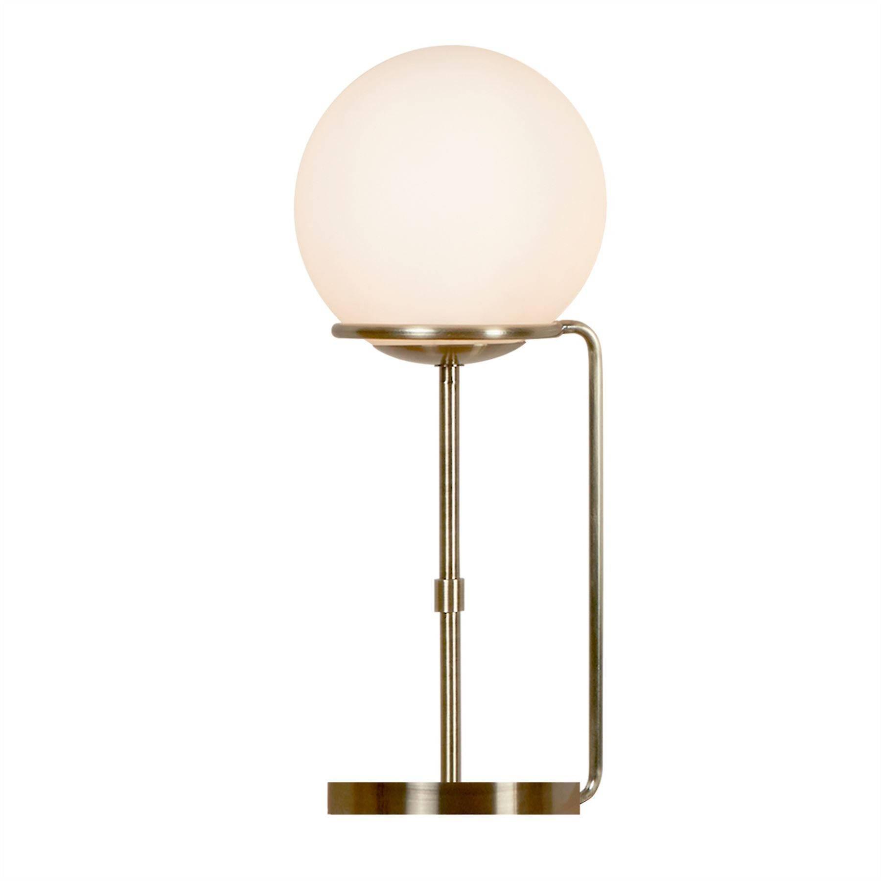 Searchlight Lighting Sphere 1 Light Table Globe Lamp White, Antique Brass with Glass Shade, E27