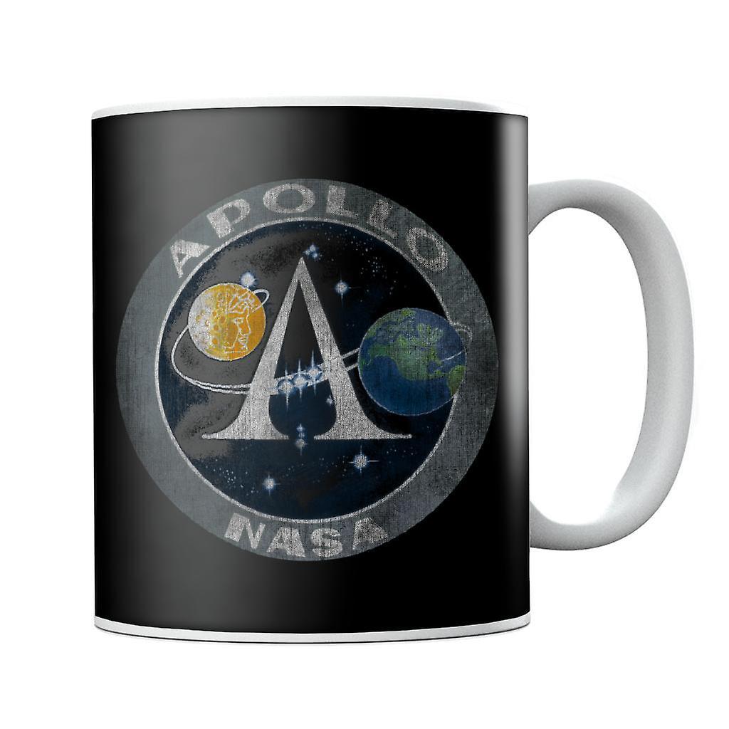 NASA Apollo Program Logo Badge Distressed Mug Black 10oz