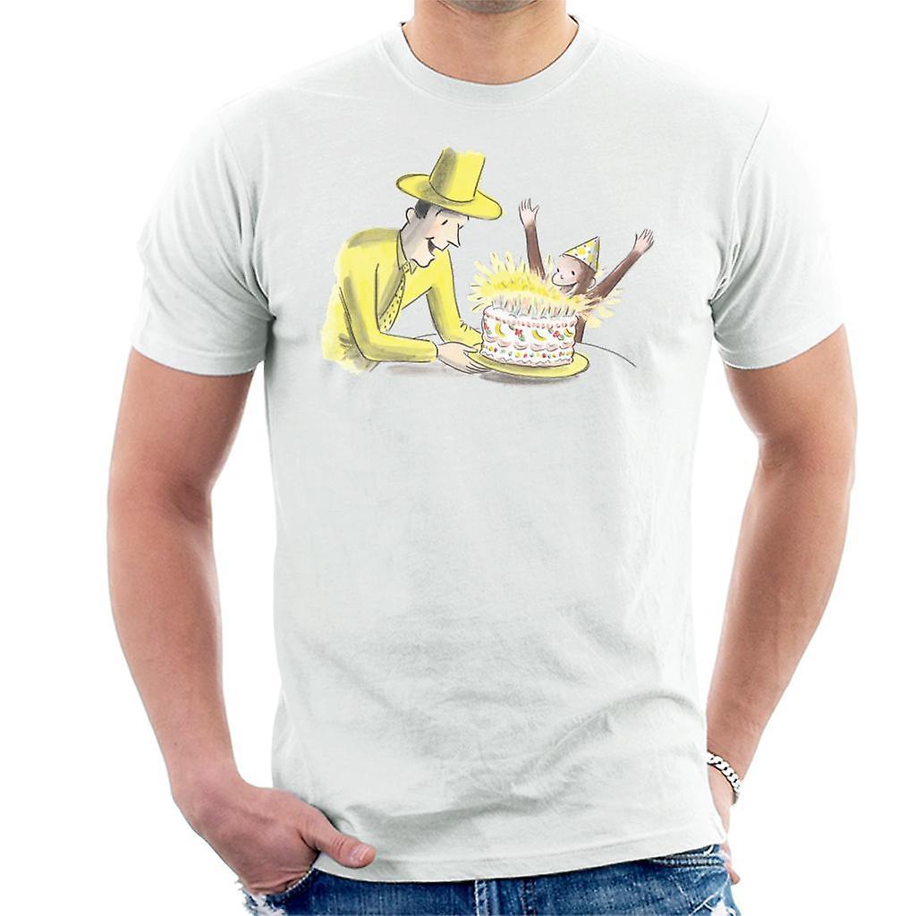 Curious George Birthday Cake Men's T-Shirt White XX-Large