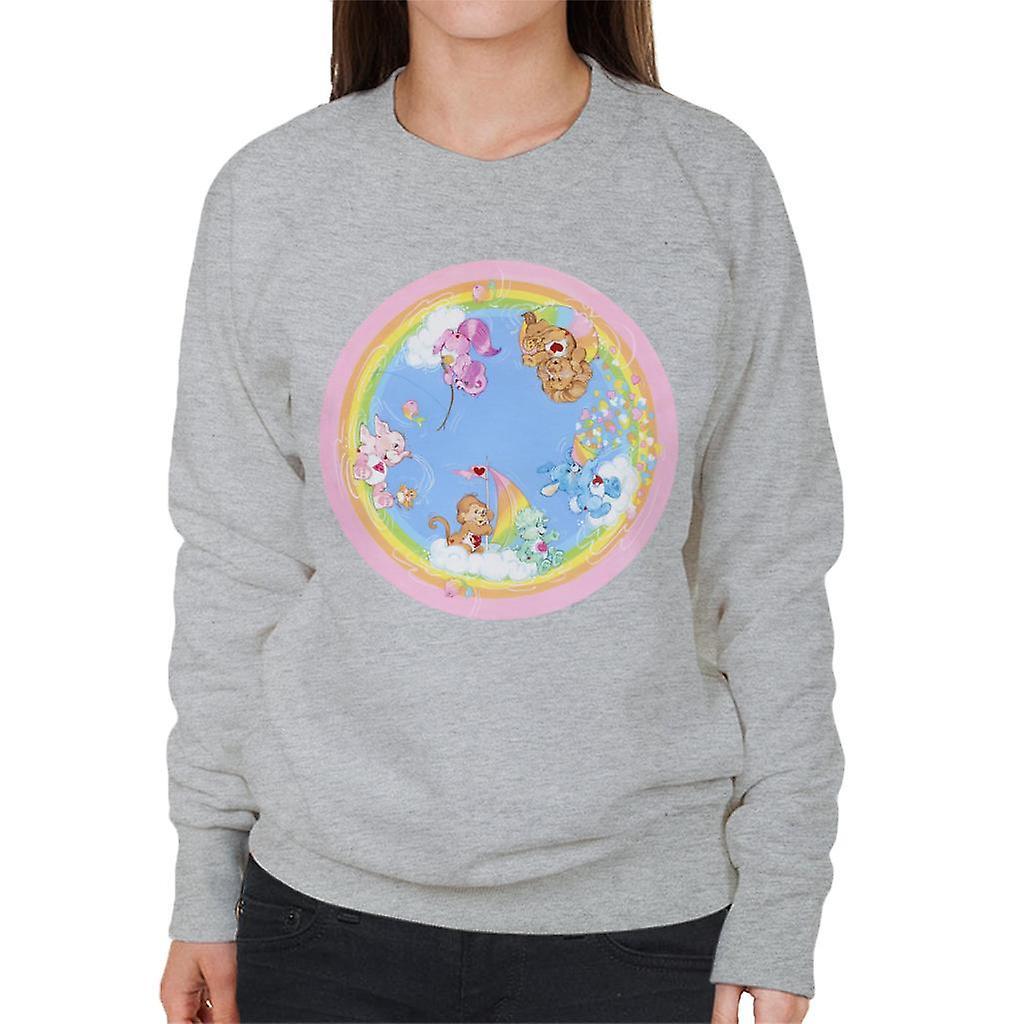 Care Bears Playful Heart Monkey Rainbow Cloud Boat Women's Sweatshirt Heather Grey Medium