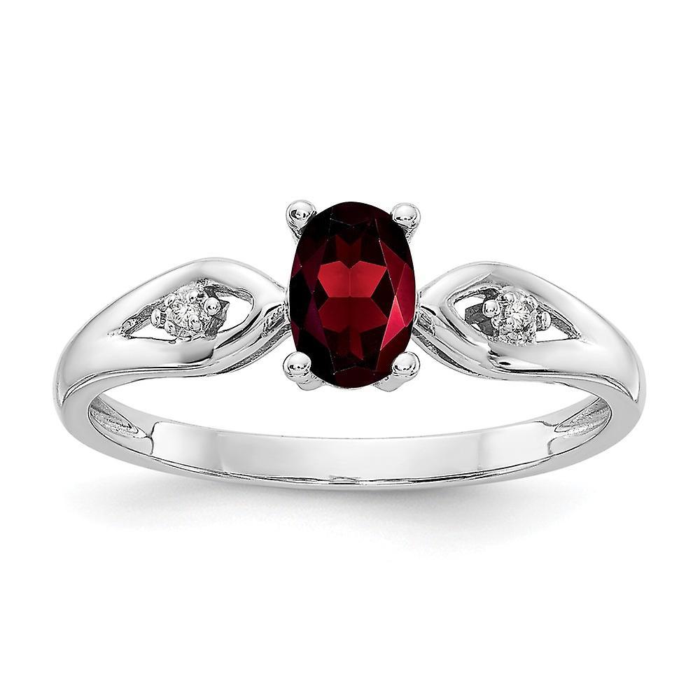 JewelryWeb 14k White Gold Oval Polished Prong set Open back Garnet Diamond Ring Size 7.00 Jewelry for Women 6