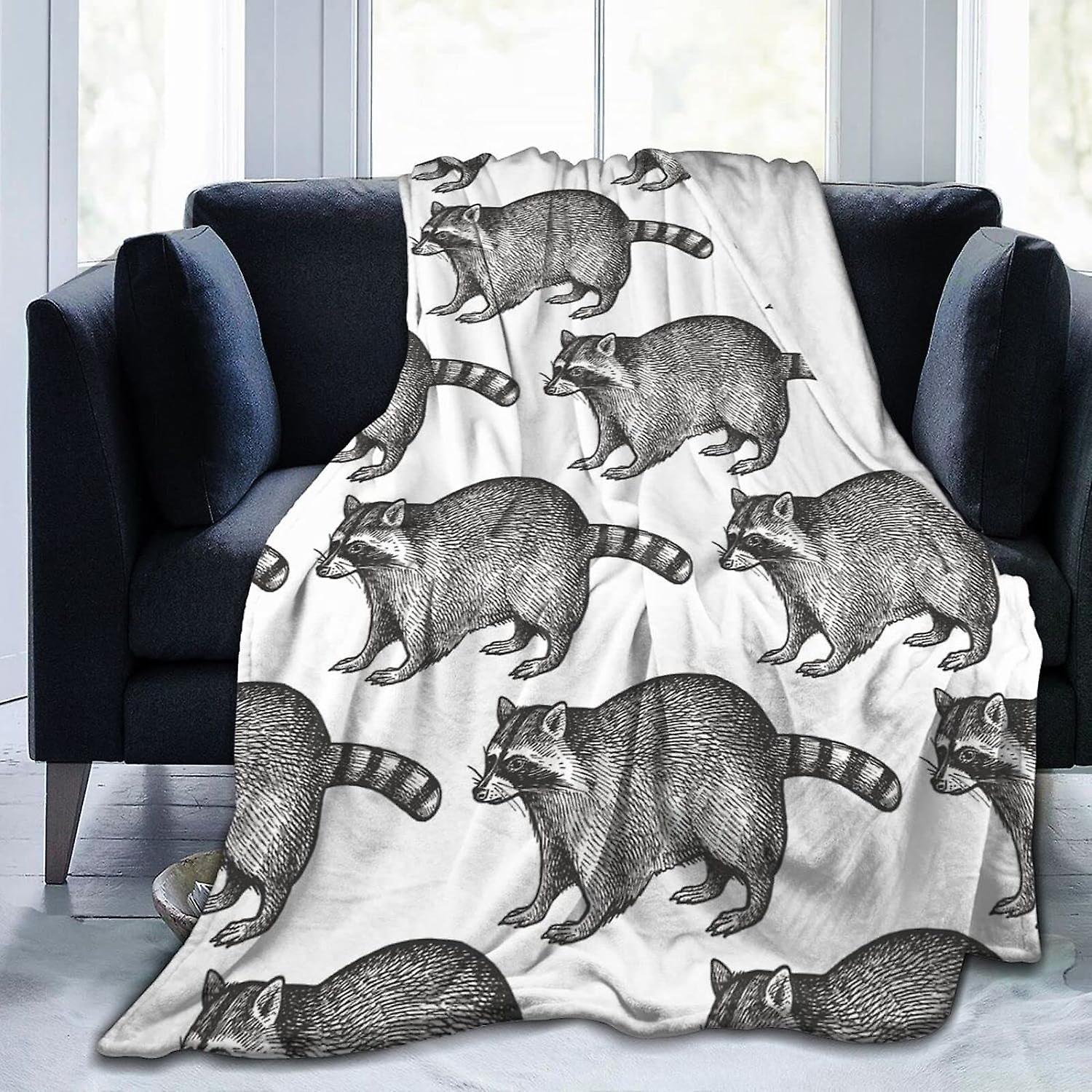 Kerota Throw Blanket Raccoon Flannel Blanket Soft and Comfortable Single Blanket Washable Anti-pilling for Sofa Couch Bedroom 50"x40" 50x40in 125x1...