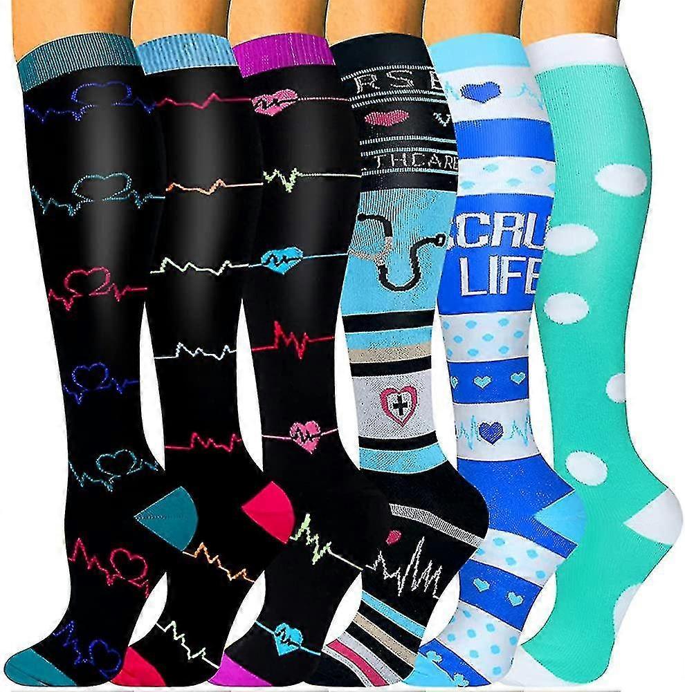 Botribas Unisex Compression Socks - 6 Pairs 20-30 Mmhg Compression Stockings For Medical