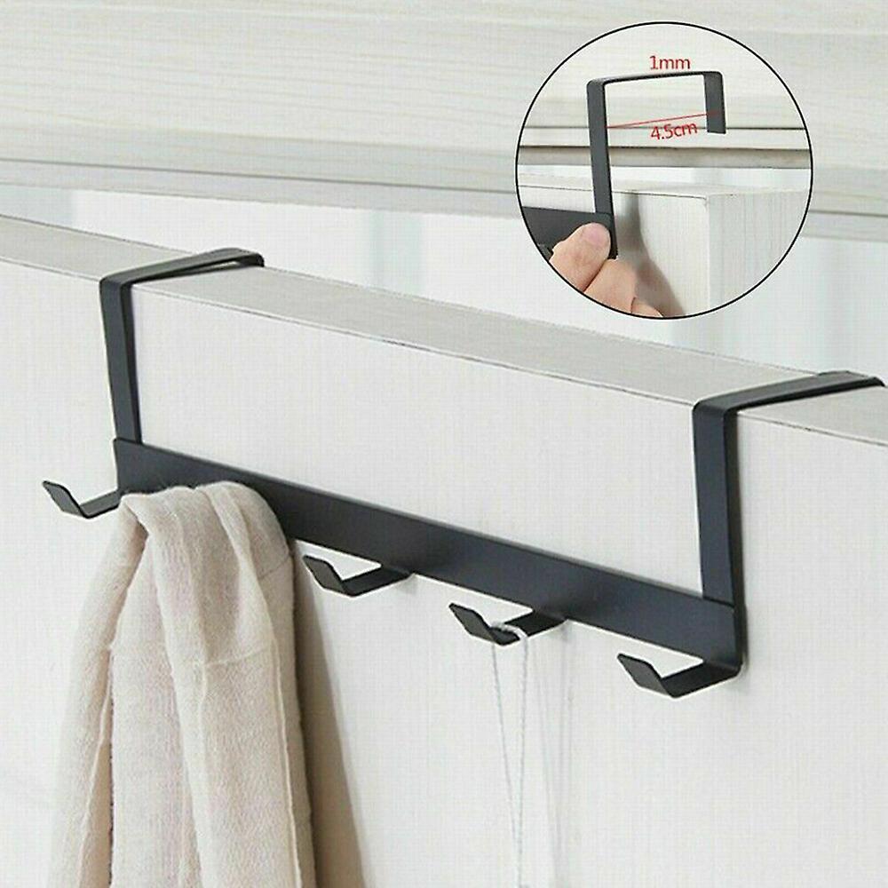 Shinestar 5 Hooks Over The Door Hanger Hook Storage Holder Towel Clothes Hanging Rack Black