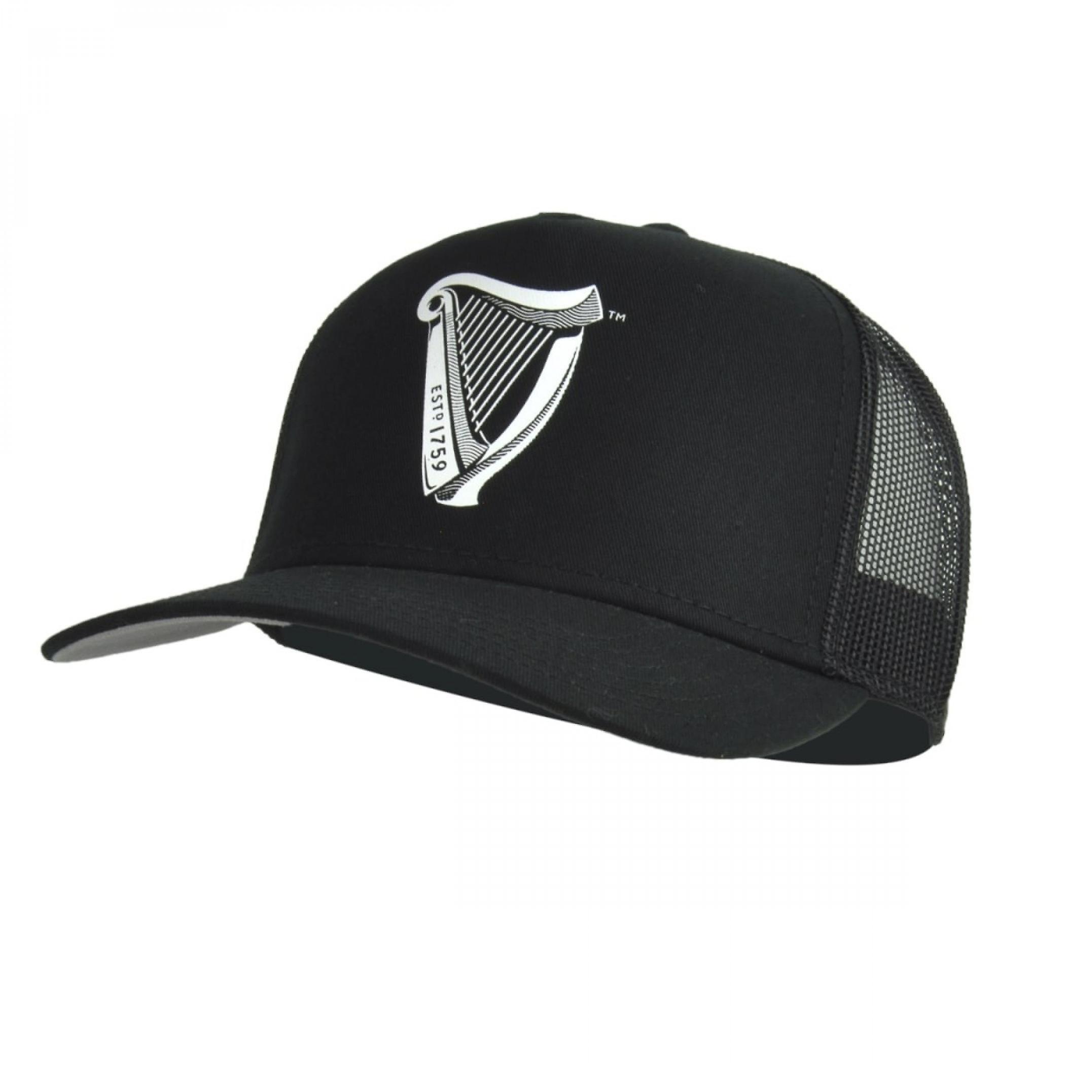 Beers Guinness Harp Logo Trucker Premium Black & White Adjustable Cap Grey