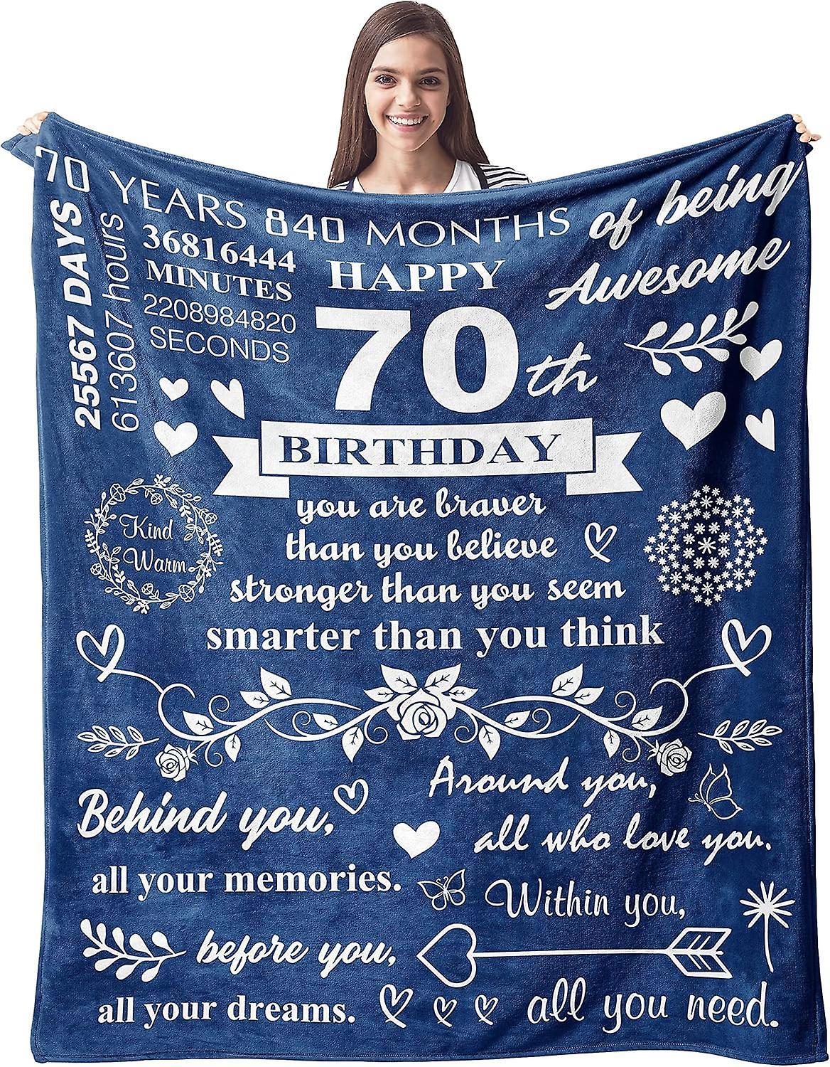 LINCMAN 70th Birthday Gifts For Women Men Blanket 60"x50", Happy 70th Birthday Decorations For Women Throw Blankets, 1953 Birthday Gifts For 70 Yea...