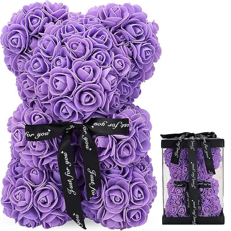 Waidfu Valentines Day Gifts For Her, Rose Bear Rose Teddy Bear PURPLE