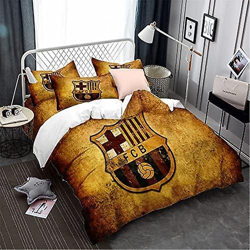 Kerota FC Barcelona Football Team Microfiber Quilt Set with Zippered Duvet Cover and Pillowcases) Double200x200cm