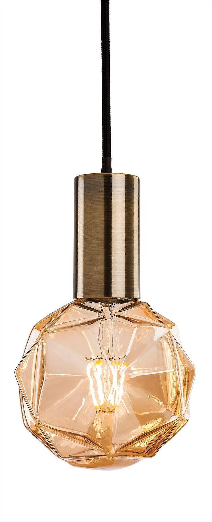 Firstlight Lighting Hudson 1 Light Ceiling Pendant Antique Brass, E27