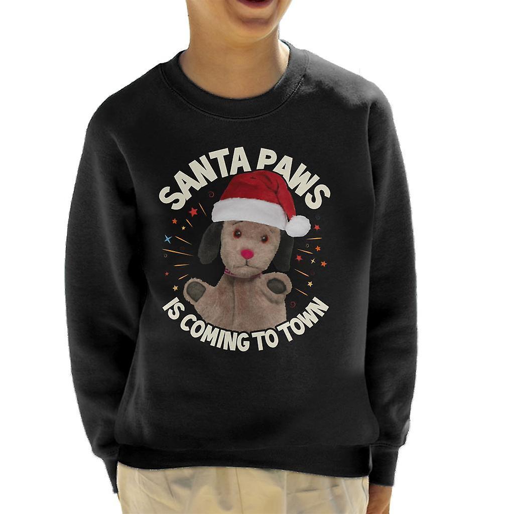 Sooty Christmas Sweep Santa Paws Is Coming To Town Kid's Sweatshirt Black X-Large (12-13 yrs)