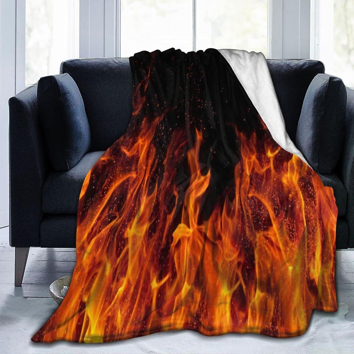 Kerota Ultra Soft Throw Blanket Fire Flame Art Print Flannel Throw Blanket Cozy Warm Anti Pilling Single Blanket For Bed Sofa 80x60in 200x150cm