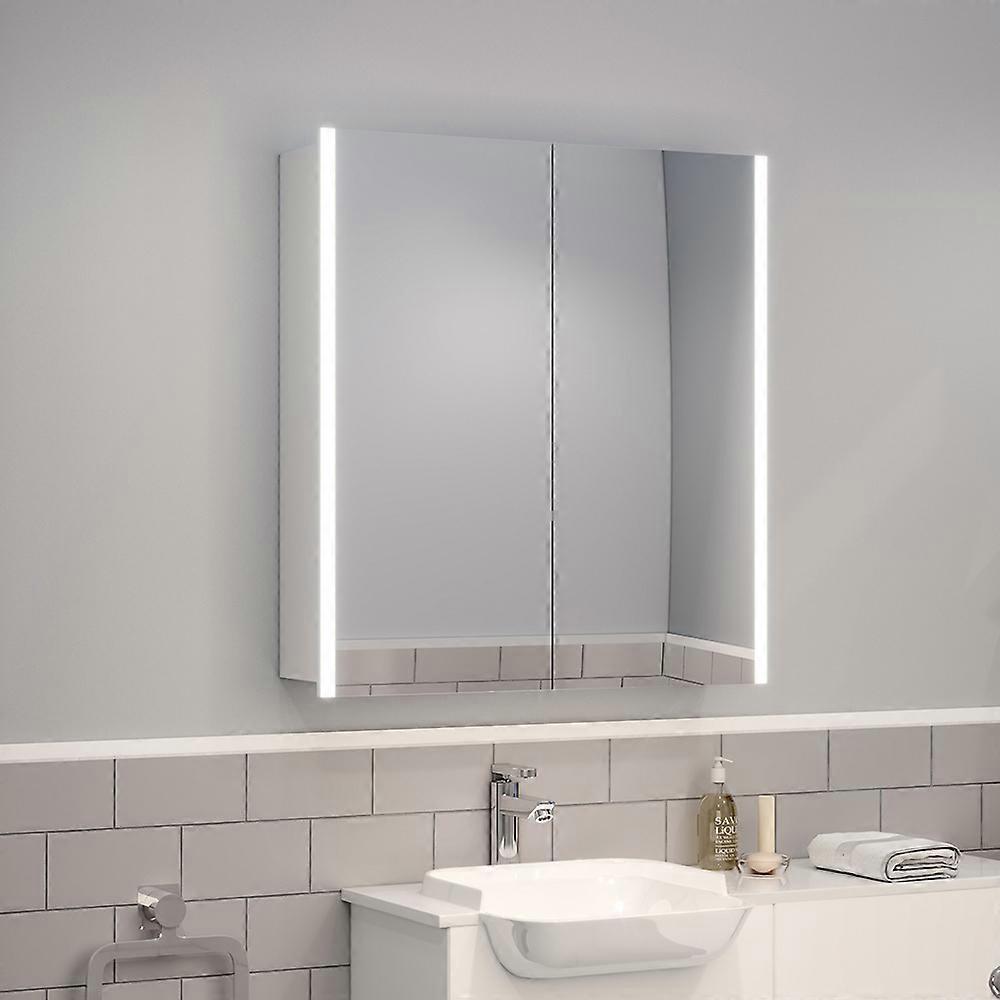 Living And Home Wall Mount LED Bathroom Mirror Cabinet with Defogger, Shaver Socket