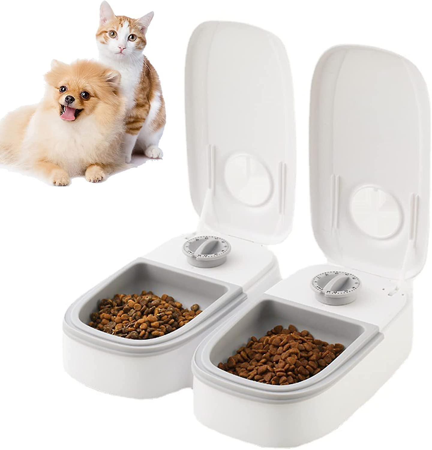 Tianzun Automatic Cat Feeders, Automatic Pet Feeder Food Dispenser, Wet Dry Cat Food Dispenser With 48h Delay Locking Design Grey 1 Bowl Feeder