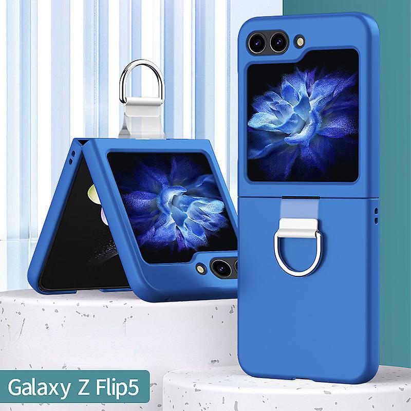 Frusde Z Flip 5 Case, Slim Case Compatible Samsung Galaxy Z Flip 5 With Ring Holder Ultra-thin Shockproof Blue