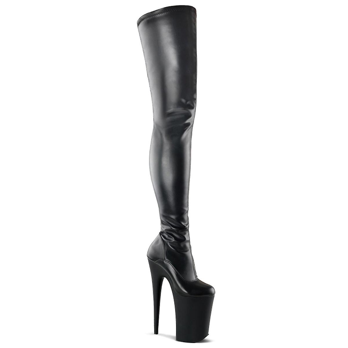 Pleaser womens boots infinity-4000 blk str faux leather/blk matte Uk 5/eu 38/us 8