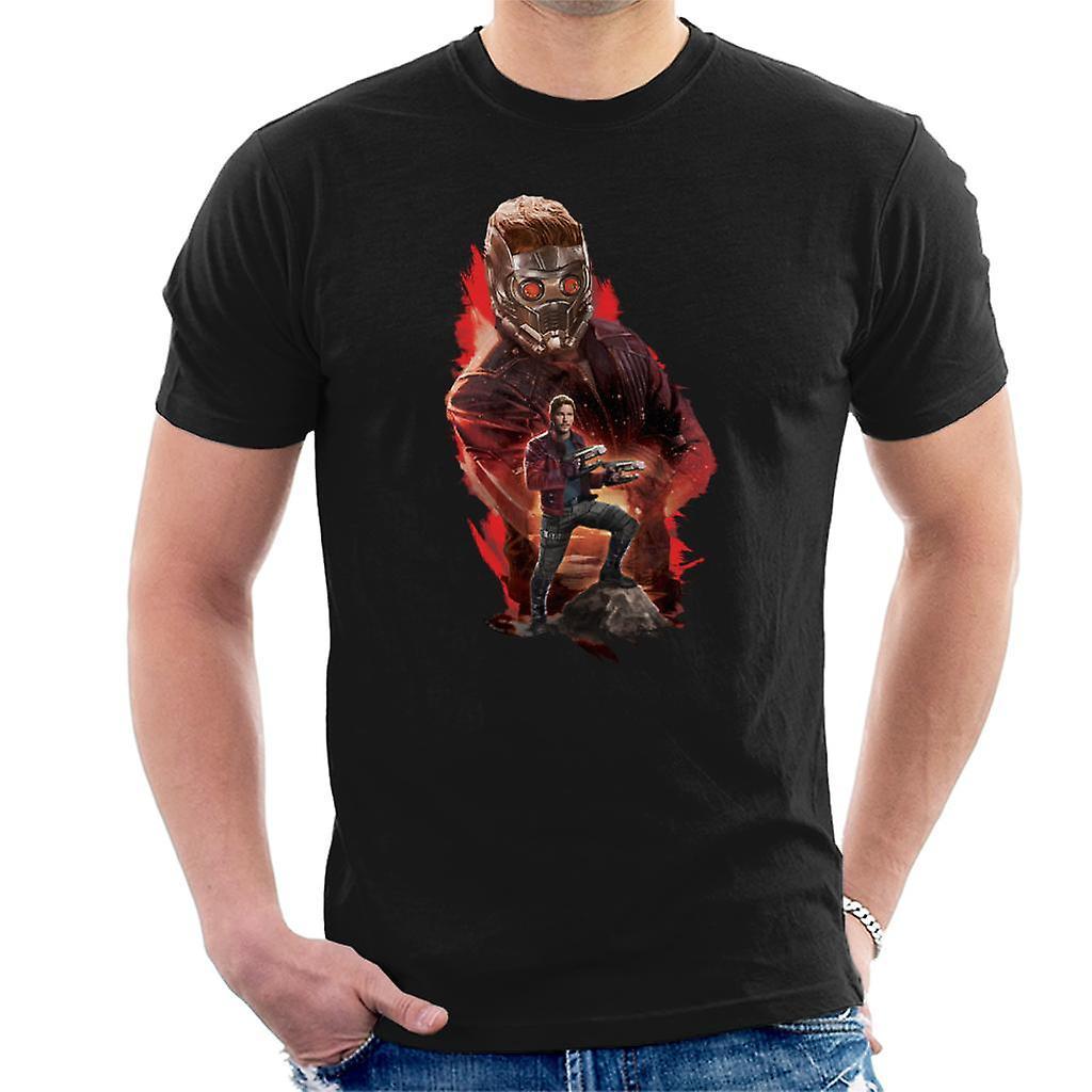 Marvel Guardians Of The Galaxy Vol 2 Star Lord Montage Men's T-Shirt Black Small