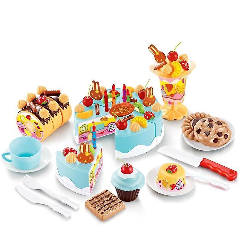 Slowmoose Diy Cake - Food Pretend Play Cutting Fruit 75 Blue NO Candle T