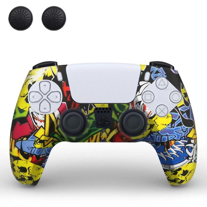 TECTINTER Anti-Slip Cover / Skin for PlayStation 5 Controller with Joystick Caps - Rubber Grip Cover PS5 - Graffiti