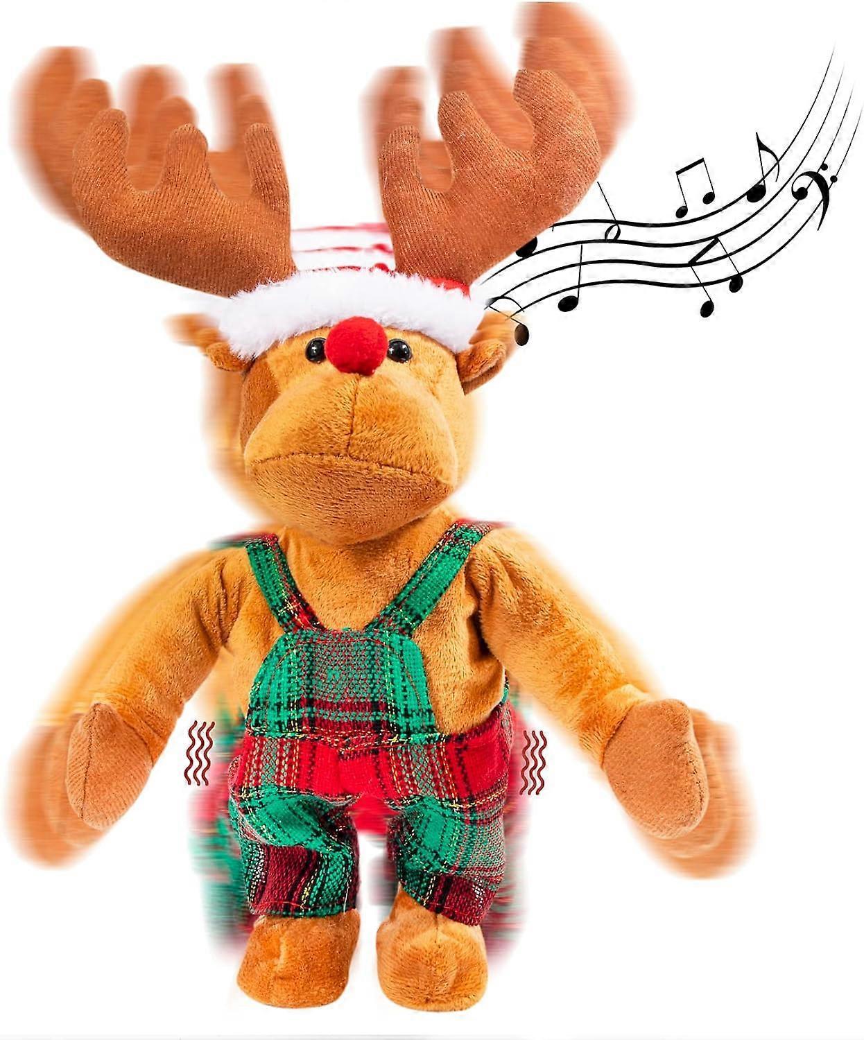 Heyone Twerking Rudolph The Red-Nosed Reindeer Animated Plush Toy Christmas Singing and Dancing Stuffed Animals for Kids