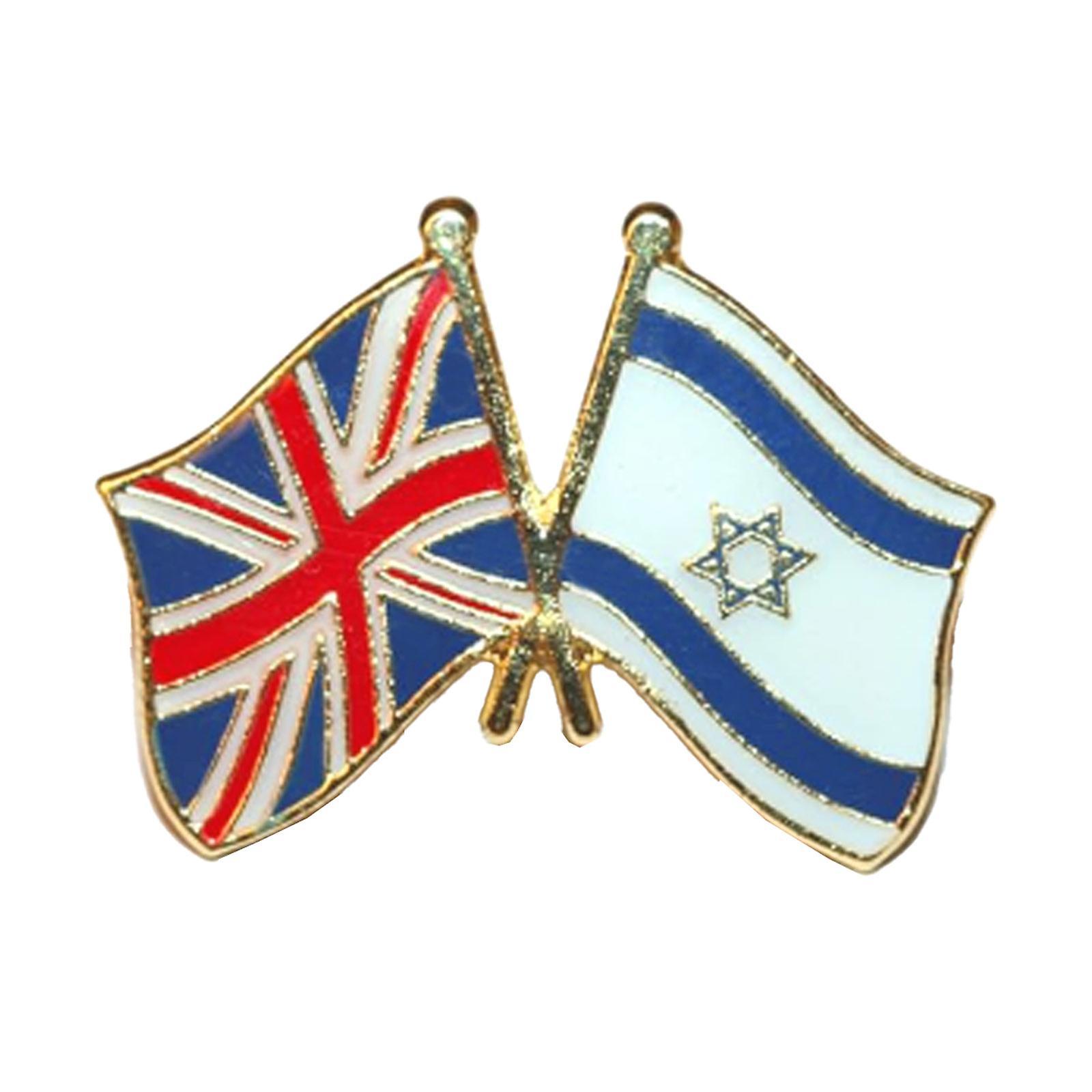 Longzhen Uk & Israel Flag Pin Badge, Britain Israel Flag Lapel Pin, British Israeli Combined Flag Brooch, Britain Israel Friendship Souvenir 2pcs