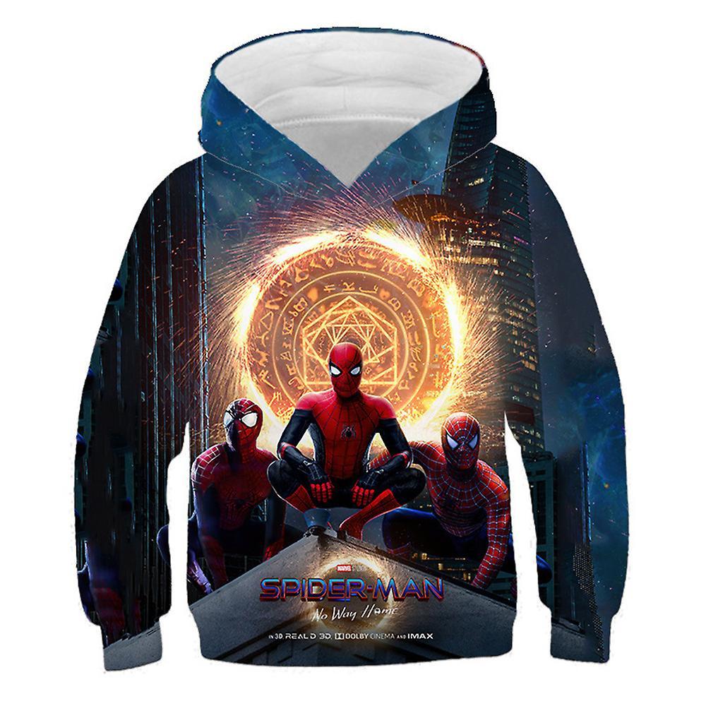 Vicbuy Kids Spider-man Printed Hoodies Long Sleeve Hooded Sweatshirt Pullover Jumper Tops Gift C 5-6 Years