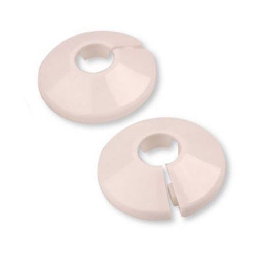 PEPTE 2pcs 2 x White PVC Radiator Pipe Cover Collar Rose 22mm