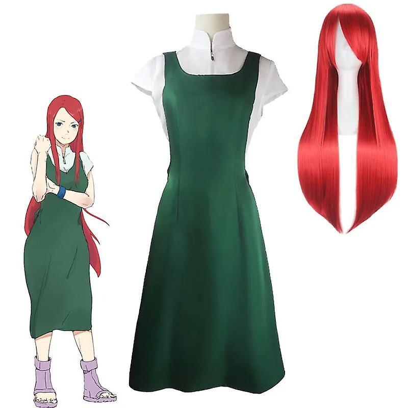 Duqi Anime Uzumaki Kushina Cosplay Dresses Hokage's Mom Costume Anime Red Wig Headgear Halloween Carnival Costumes Only Wig L