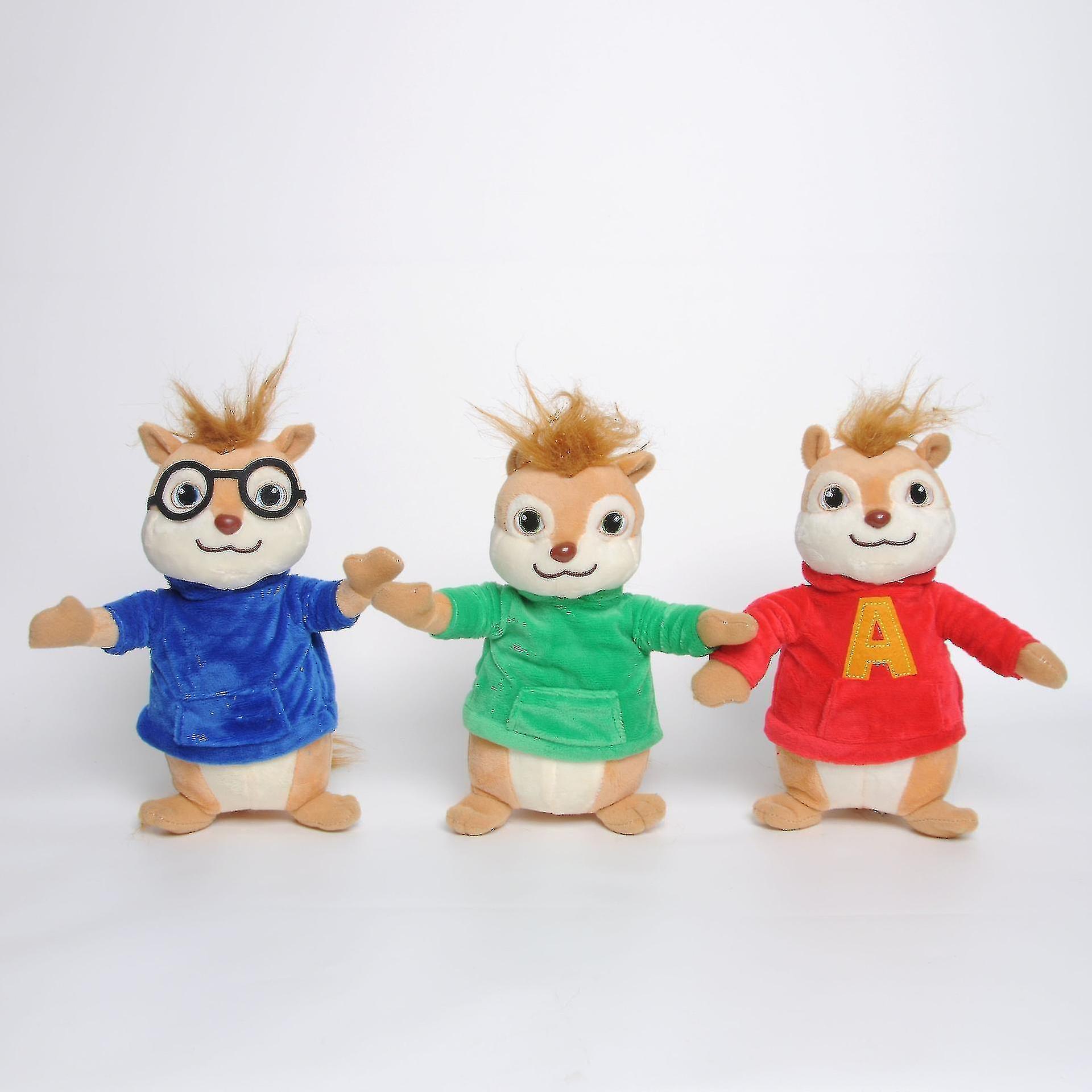 Elciaicle 3 Pcs Alvin And The Chipmunks Simon Theodore Plush Doll Soft Toy 9'' Xmas Gift