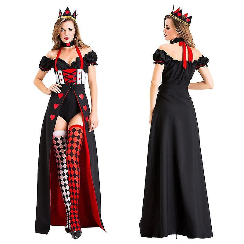 Alice In Wonderland The Red Queen Costume Queen Sexy Dress Halloween Fancy Dress Carnival Costume For Women Whbyv With socks M