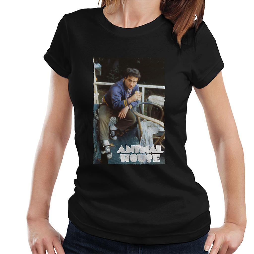 Animal House John Bluto Blutarsky Drinking Women's T-Shirt Black Medium