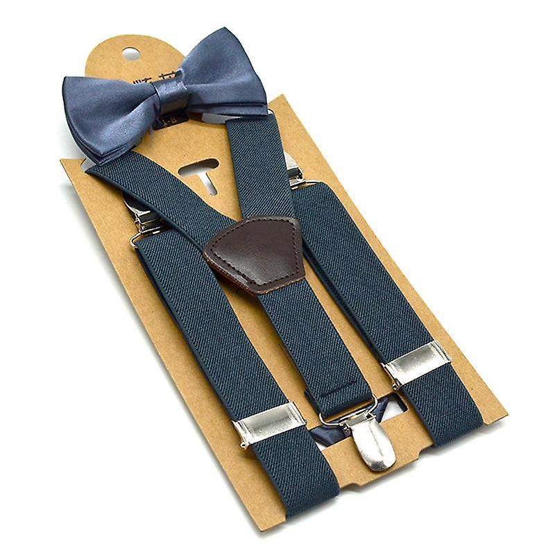 Slowmoose Baby Braces Suspenders Luxury Bow Tie Set Dark Grey 65x2.5cm / Rubber String