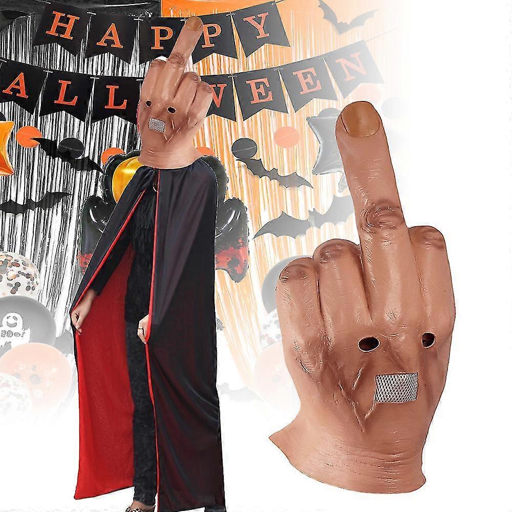 Sssxv New Middle Finger Mask Latex Give The Headgear One-finger Salute Masks Halloween Party Cosplay Props Nice Gift