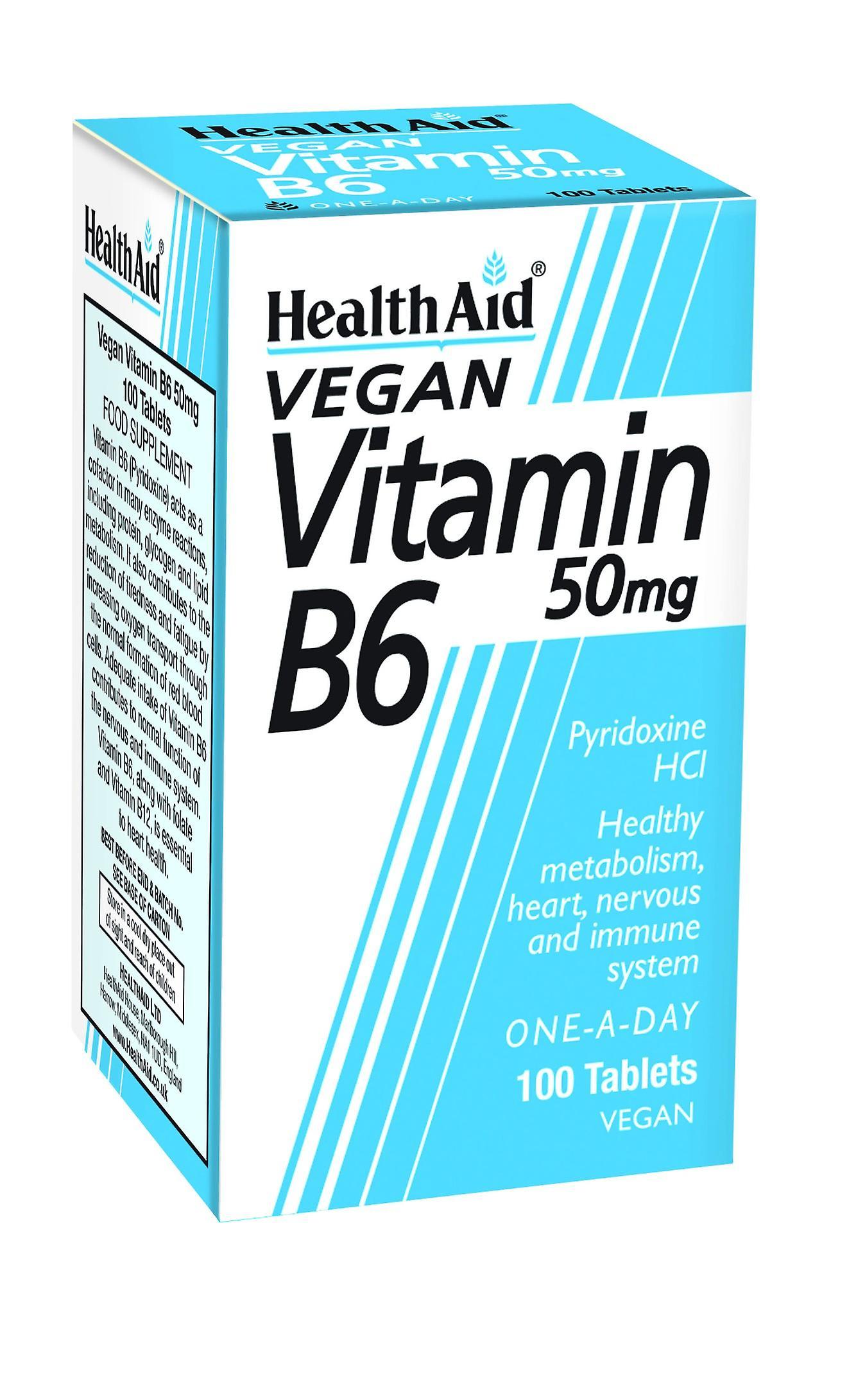 Health Aid Vitamin B6 (Pyridoxine HCl) 50mg, 100 Tablets