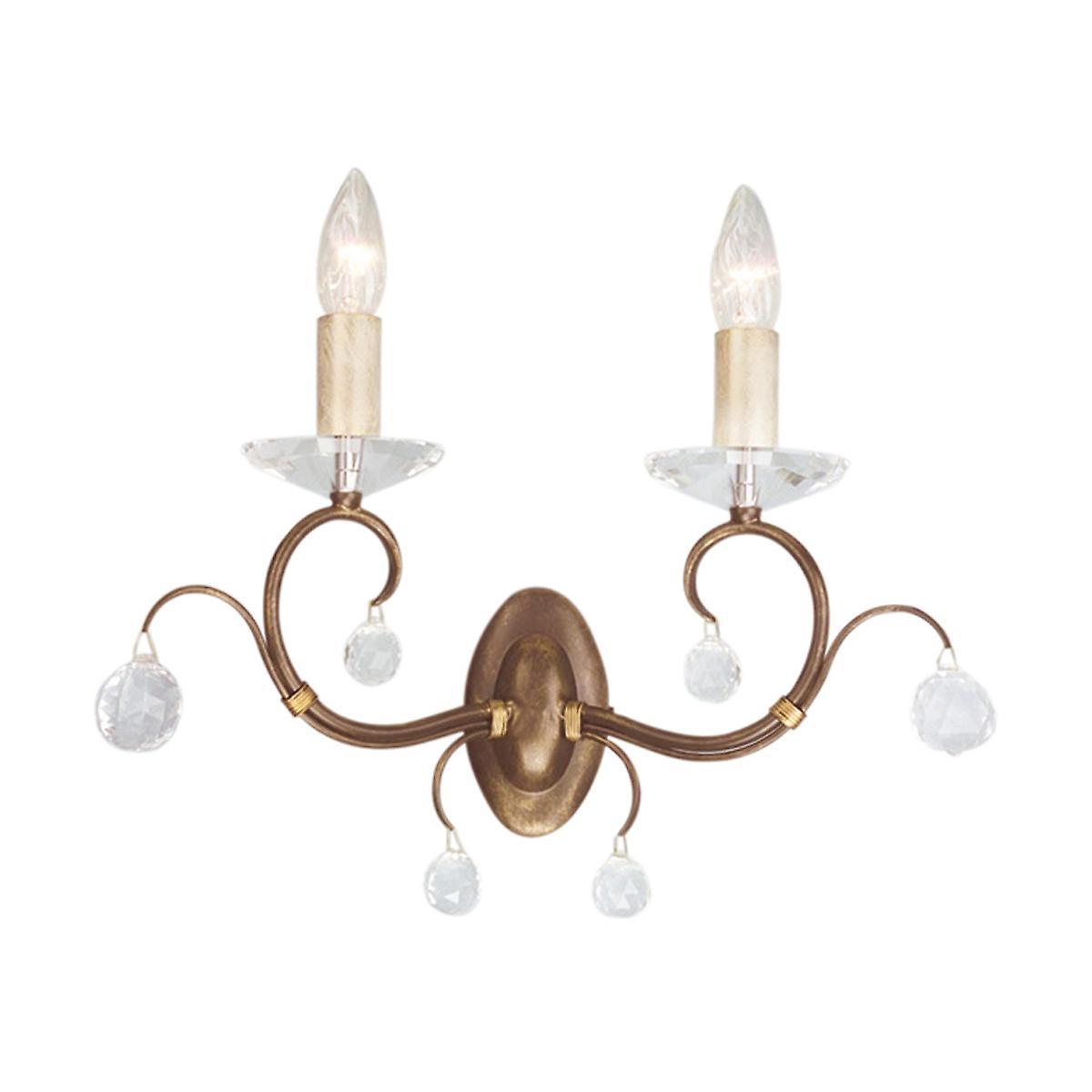 Lunetta 2 Light Indoor Candle Wall Light Bronze Patina E14