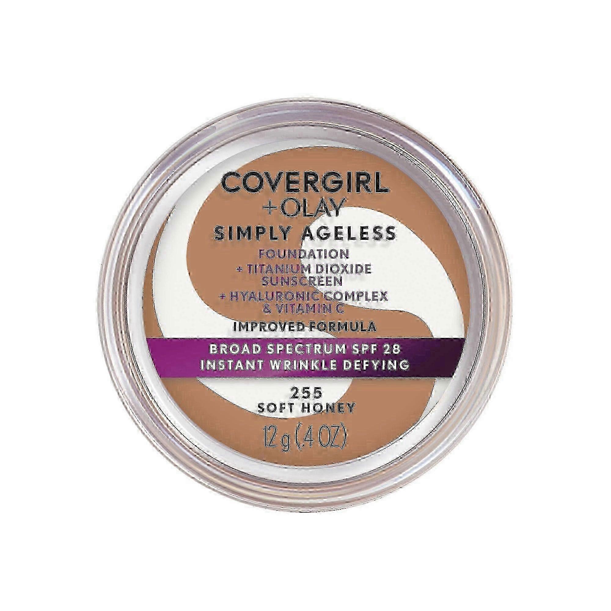 Covergirl + Olay Simply Ageless Foundation Compact, 255 Soft Honey, 0.4 Oz