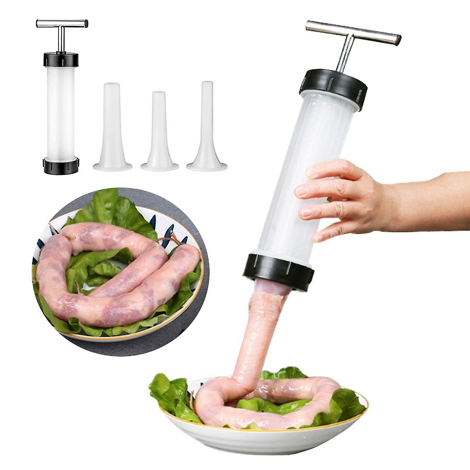 Jnnjv Manual Sausage Filler, Sausage Filler Machine With 3 Different Sizes, Plastic Sausage Machine, Hand Operated Salami Funnel