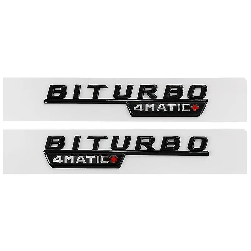 Hikig 2Pcs Biturbo 4matic Logo Letters Car Fender Emblem Badge Sticker For Mercedes Benz C43 E43 GLE43 GLC43 AMG W205 W213 Accessories Shiny Black ...