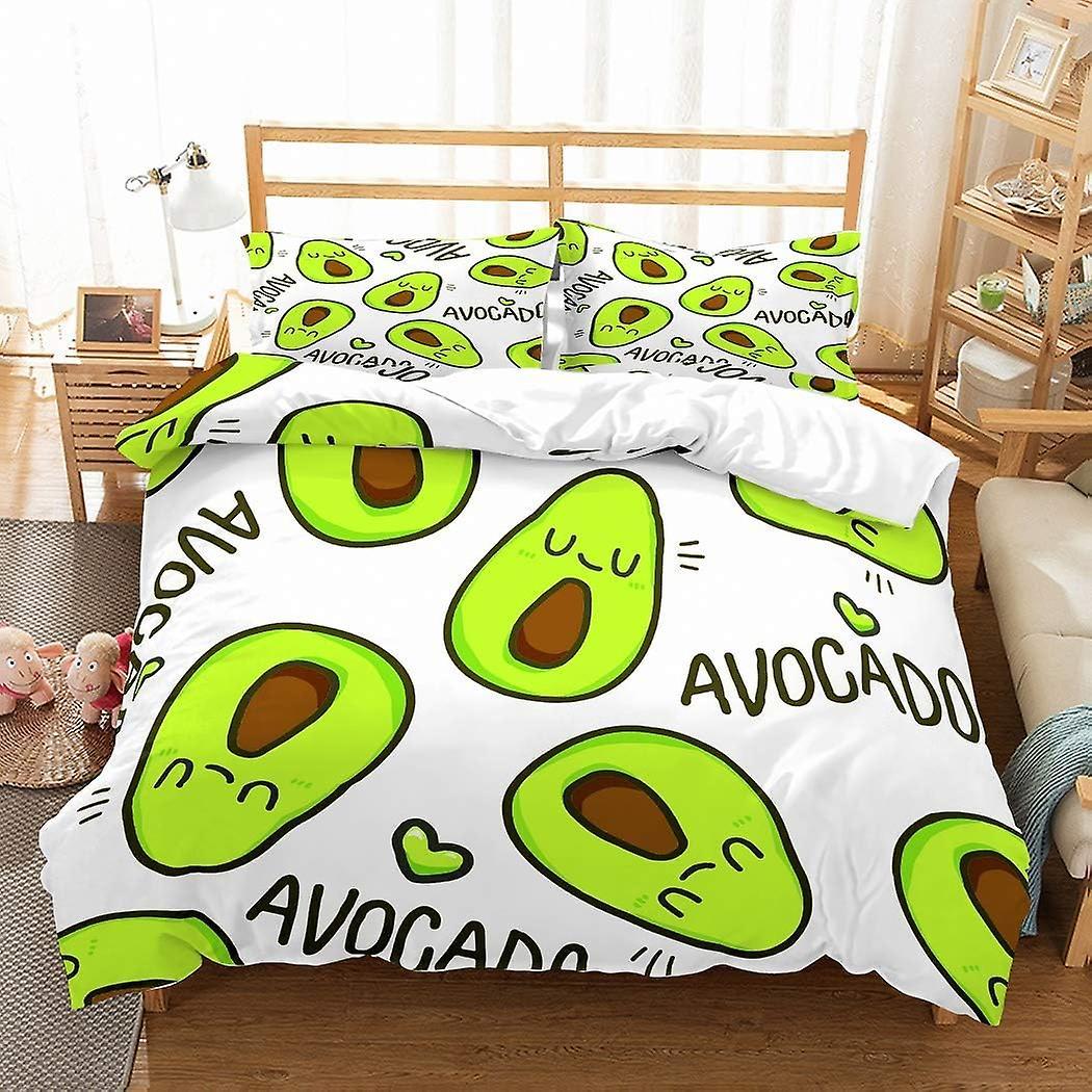 Avocado Duvet Cover Sets 3d Microfiber Bedspread Printed Cartoon Funny Faces Avocado Bedding 140x210cm