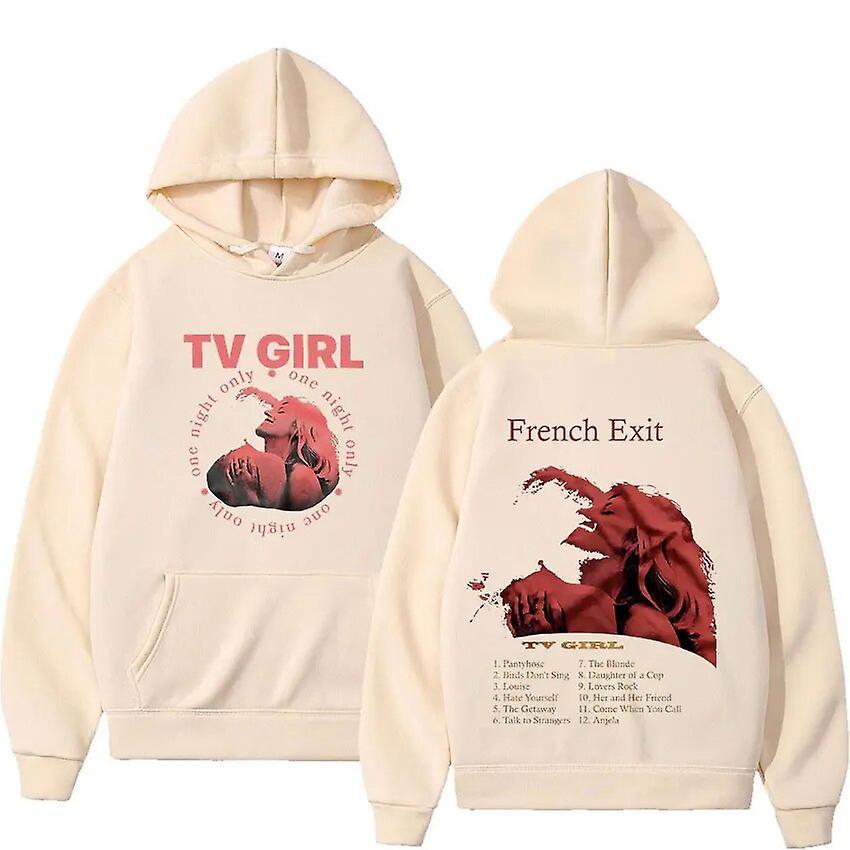 Cciyu Tv Girl French Exit Album Music Print Hoody Men Women Hip Hop Aesthetics Sweatshirt Fashion Oversized Pullover Hoodie Streetwear Khaki XXL