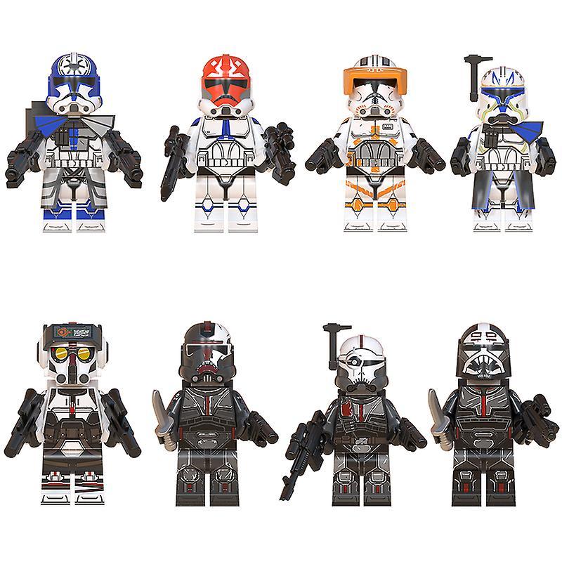 Unbrand 8pcs Building Blocks Minifigure Clone AhsokaTroopers Mini Toy Figure WM6095 black