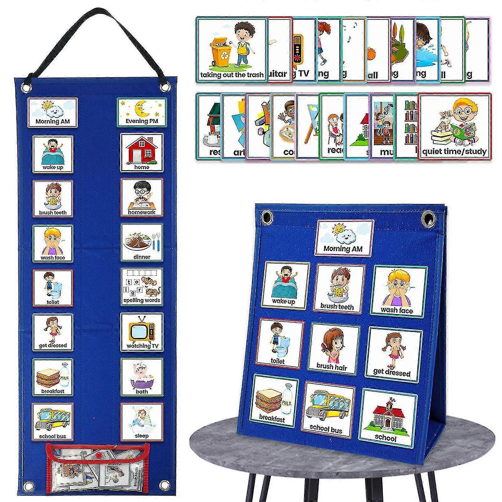 Shanxi Shuishuidiansan Trading 2 In 1 Kids Visual Schedule Calendar Chart Daily Routine Chart With 70 Cards