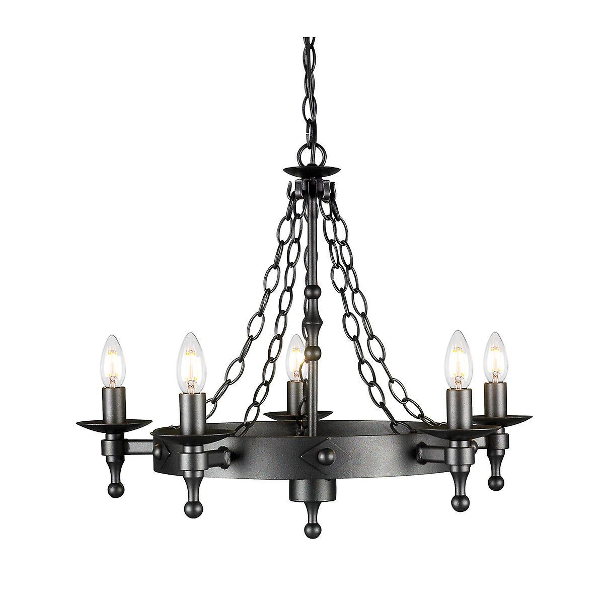 Warwick 5 Light Chandelier Graphite Black Finish E14