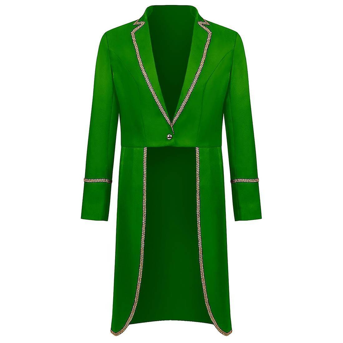 COS Costume Mens Gothic Victorian Tailcoat Long Steampunk Jacket Medieval Tuxedo cosplay Green M