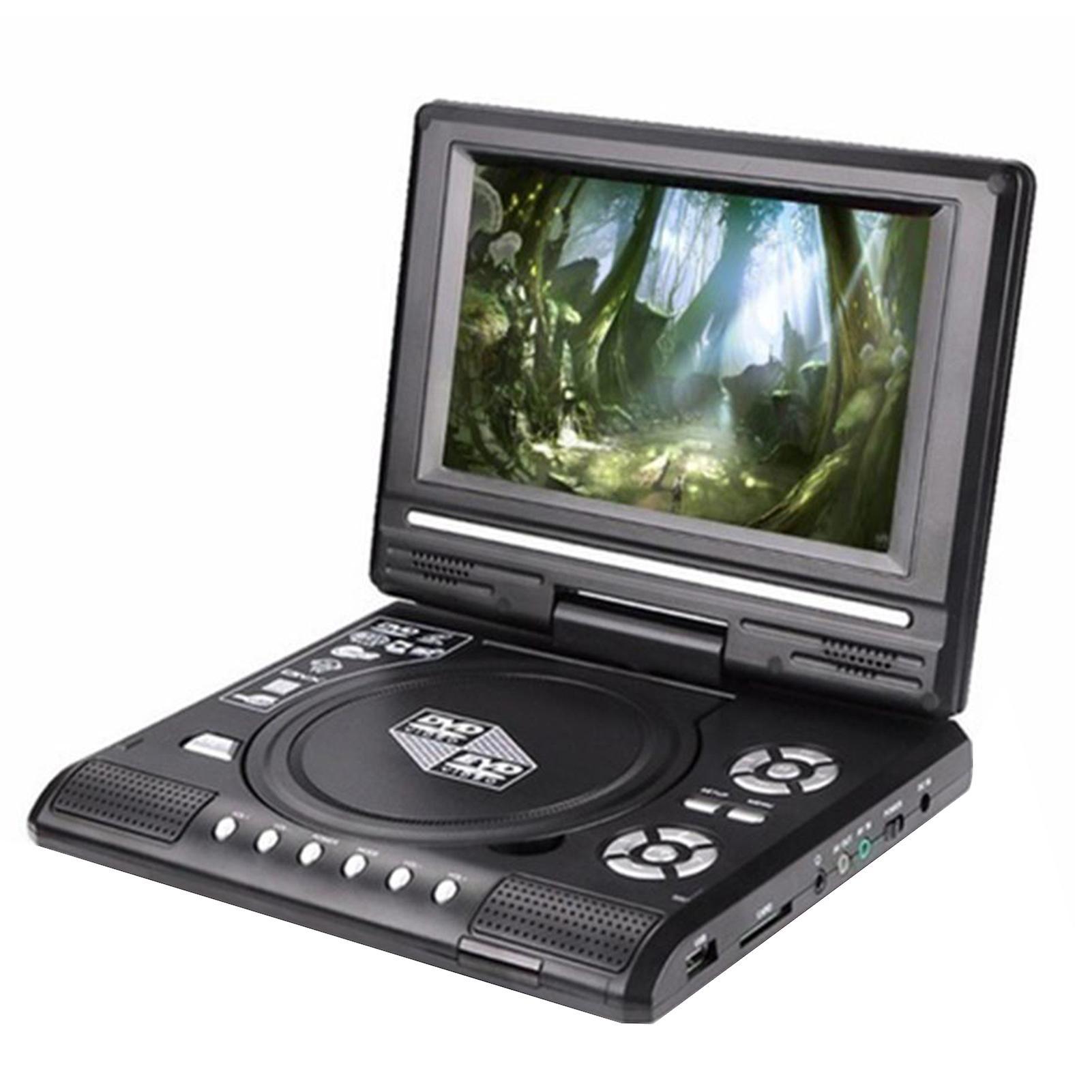 Fiauli 7.8 Inches DVD Player Rechargeable USB Port 180 Degree Rotation LCD Widescreen Portable EVD Video Player US Plug