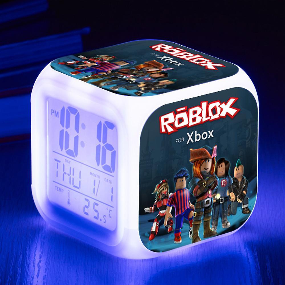 Vicbuy Roblox Print Digital Alarm Clock Game Night Light Led Display Bedside 7 Color Changing Clock Home Decor Kids Gifts D