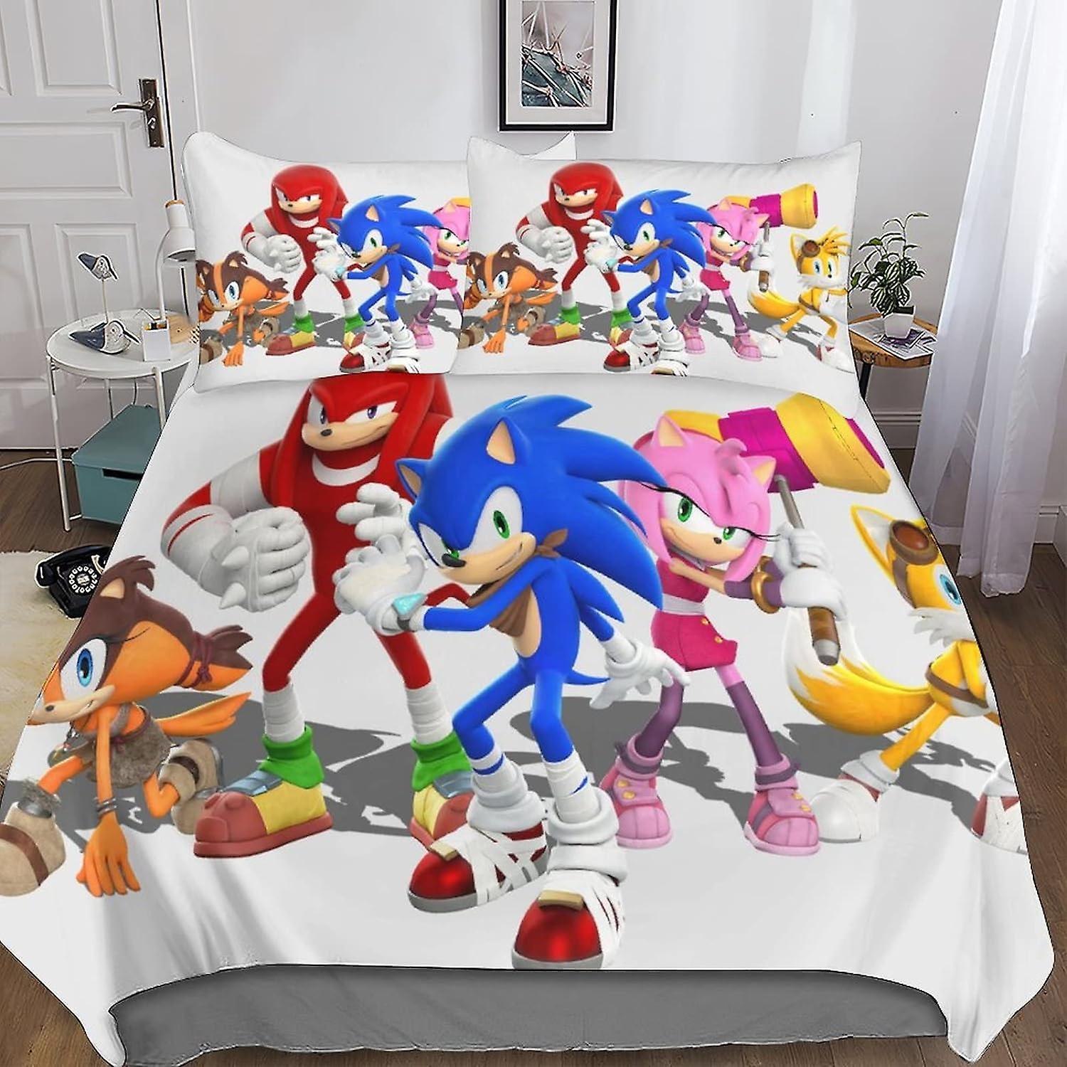 Kerota Sonic Duvet Covers D Print with Pillowcase Duvet Cover Bedding Set, Zipper Closure for Boys and Girls Comforter Sets K 135*200 CM Single135x...