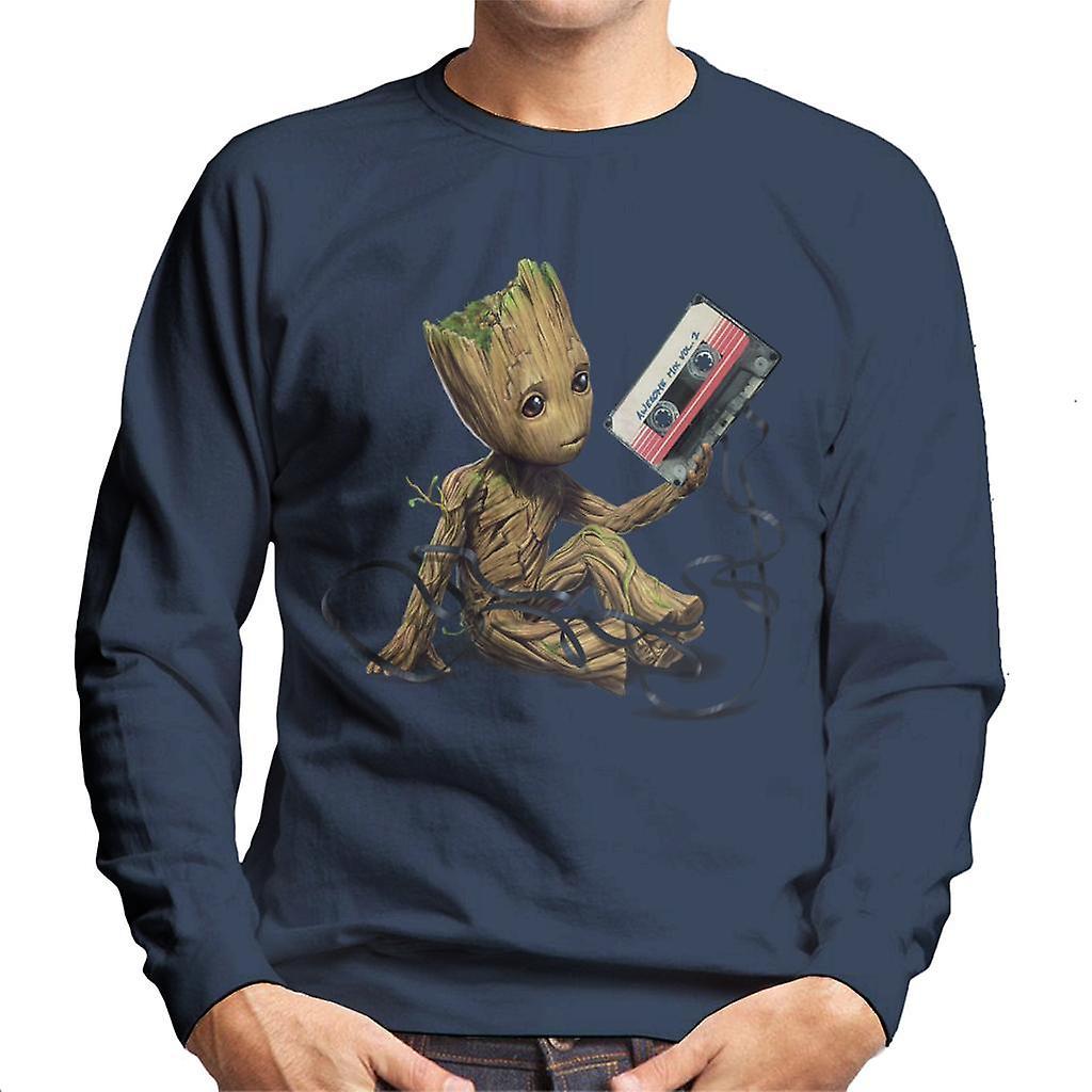 Marvel Guardians Of The Galaxy Vol 2 Cassette Tape Men's Sweatshirt Navy Blue Small