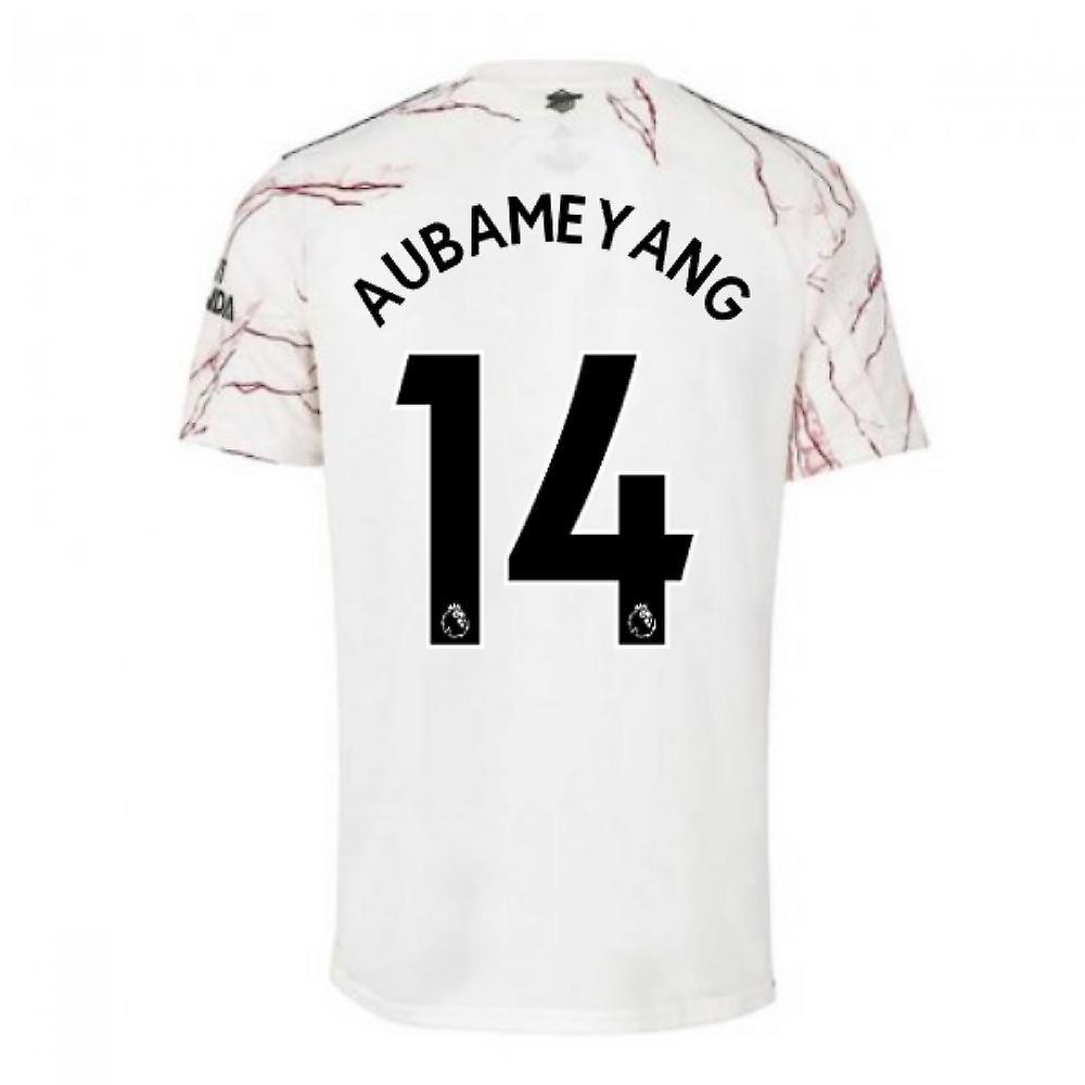 2020-2021 Arsenal Adidas Away Football Shirt (AUBAMEYANG 14) White Large 42-44 inch Chest