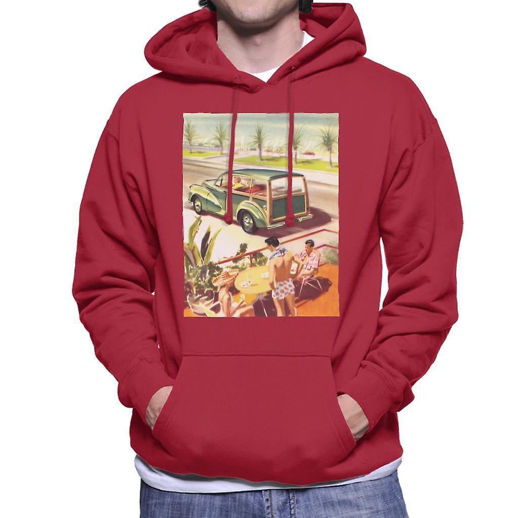 Morris Traveller Summer British Motor Heritage Men's Hooded Sweatshirt Cherry Red XX-Large